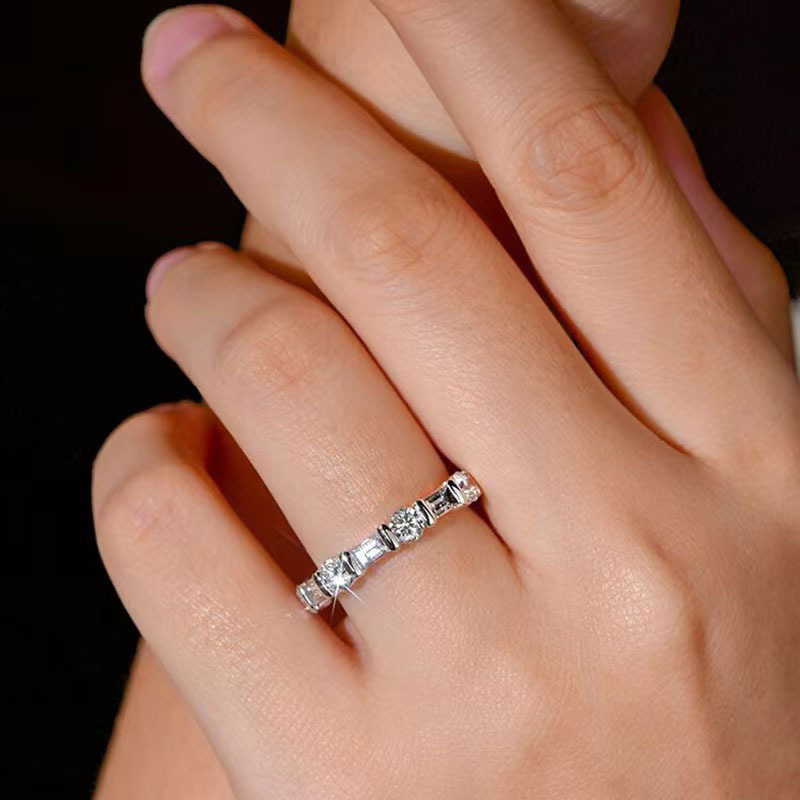 Handmade Wedding Rings: Simple Fashion Jewelry with Round Cut White CZ Dia Eternity Band for Women 4