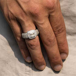Band Rings Ready To Ship Men S Sterg Sier Real Gold Plated Clawing Set Vvs Moissanite Dia Iced Out Hip Hop Ring