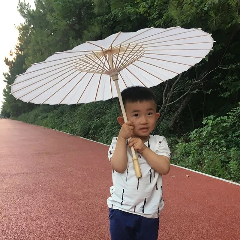 60pcs Bridal Wedding Parasols White Paper Umbrellas Beauty Items Chinese Mini Craft Umbrella Diameter 52cm