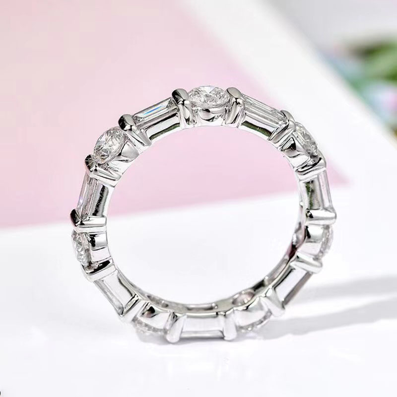 Handmade Wedding Rings: Simple Fashion Jewelry with Round Cut White CZ Dia Eternity Band for Women 4