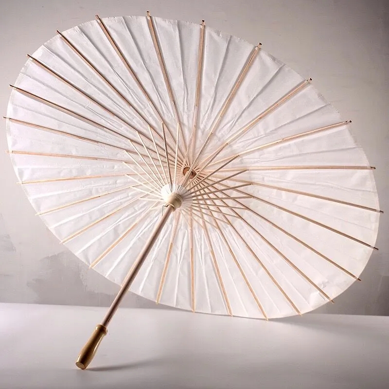 60pcs Bridal Wedding Parasols White Paper Umbrellas Beauty Items Chinese Mini Craft Umbrella Diameter 52cm