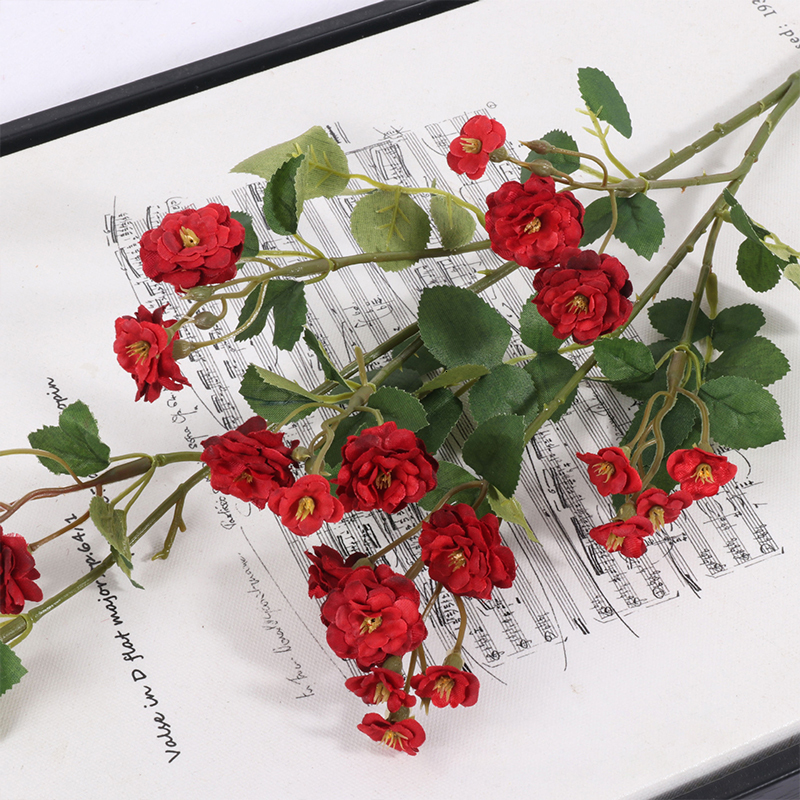 Dried Flowers small rose Long branch simulation flower silk decorative ornaments wedding Living Flower Home wholesale 230715