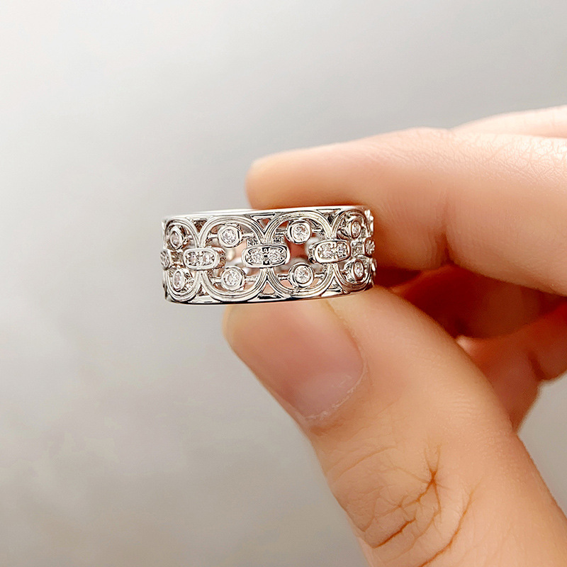 Vintage Jewelry Wedding Rings Handmade Sterg Sier White 5A Cubic Zircon CZ Dia Hollow wer Women Engagement court Ring For Lover Gift