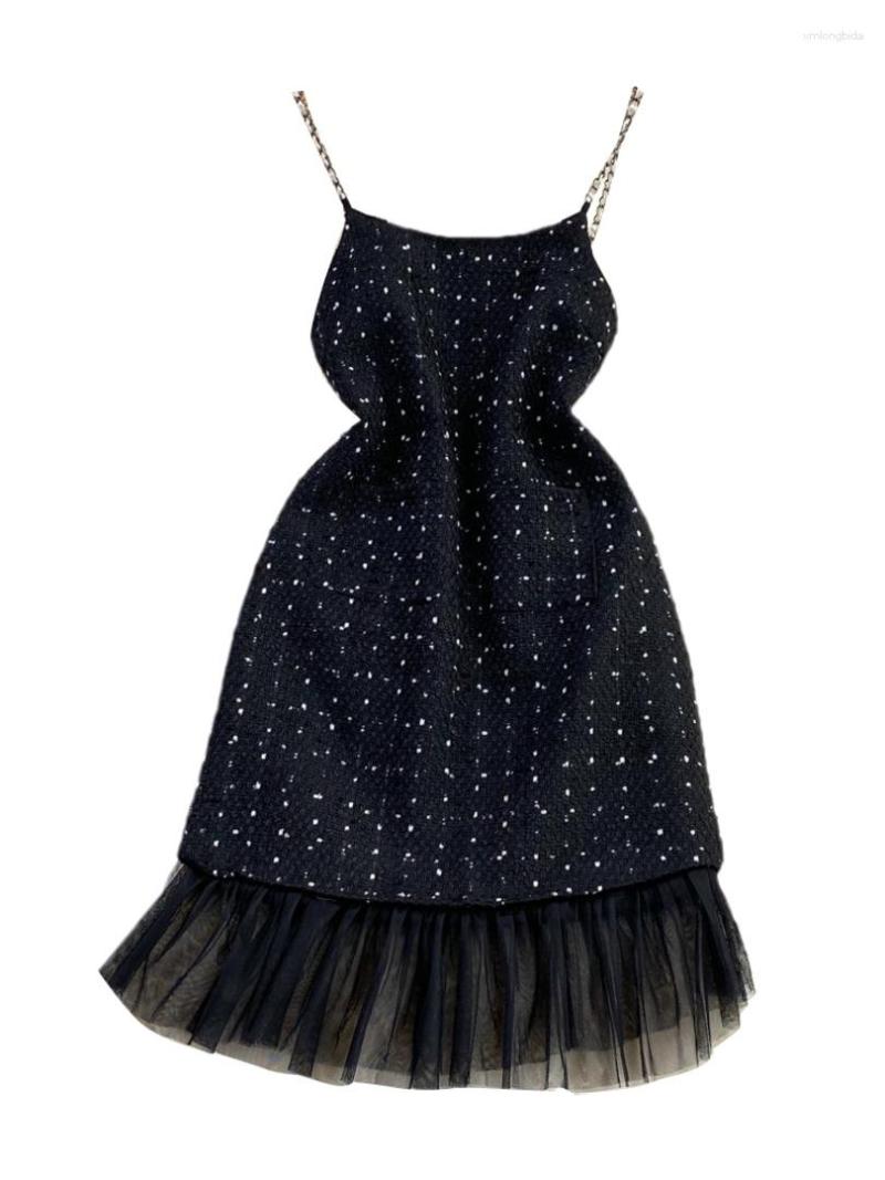 Casual Dresses Foamlina Tweed Dress For Women Elegant Chain Spaghetti Strap Sleeveless Back Zipper Slim Mesh Patchwork Ruffles Sexy Party, Black
Casual Dresses Foamlina Tweed Dress For Women Elegant Chain Spaghetti Strap Sleeveless Back Zipper Slim Mesh Patchwork Ruffles Sexy Party, Black