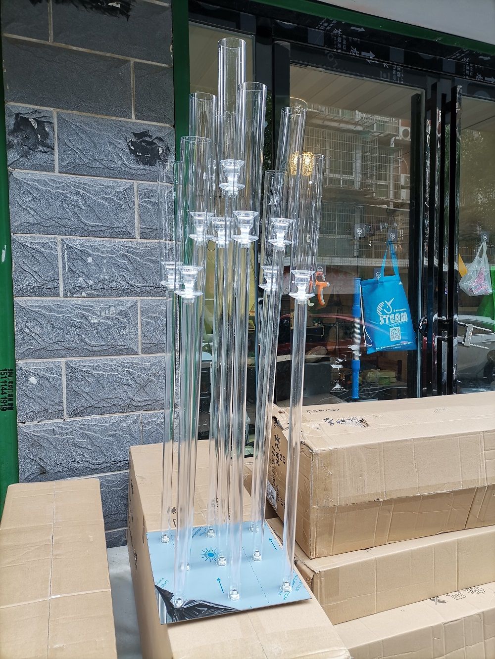 Acrylic Candelabra 9 Heads Candle Holders Wedding Candlesticks Flower Stand Holder Candelabrum For Center Table Decoration D25 XJ260305