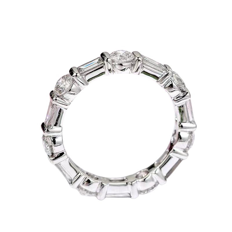 Handmade Wedding Rings: Simple Fashion Jewelry with Round Cut White CZ Dia Eternity Band for Women 4