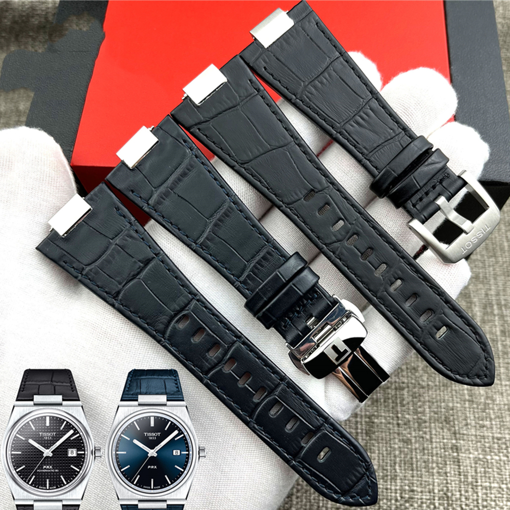 Watch Bands Genuine Leather Watchband for Tissot 1853 PRX series Strap Belt T137.407 T137.410 Convex End Men's Bracelet Wrist Strap Bracelet 2307