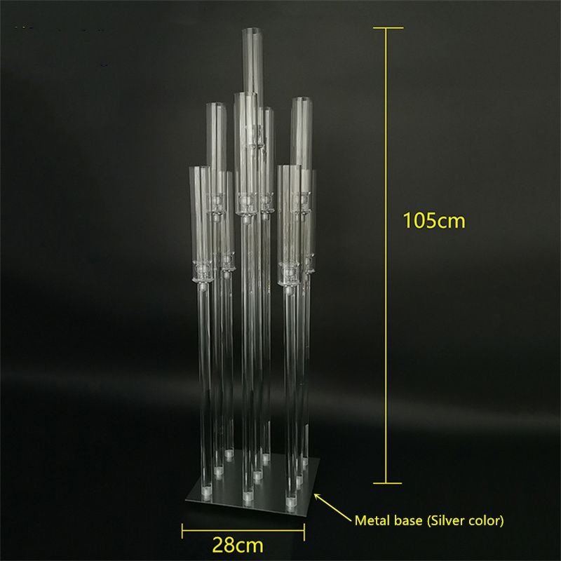 Acrylic Candelabra 9 Heads Candle Holders Wedding Candlesticks Flower Stand Holder Candelabrum For Center Table Decoration D25 XJ260305