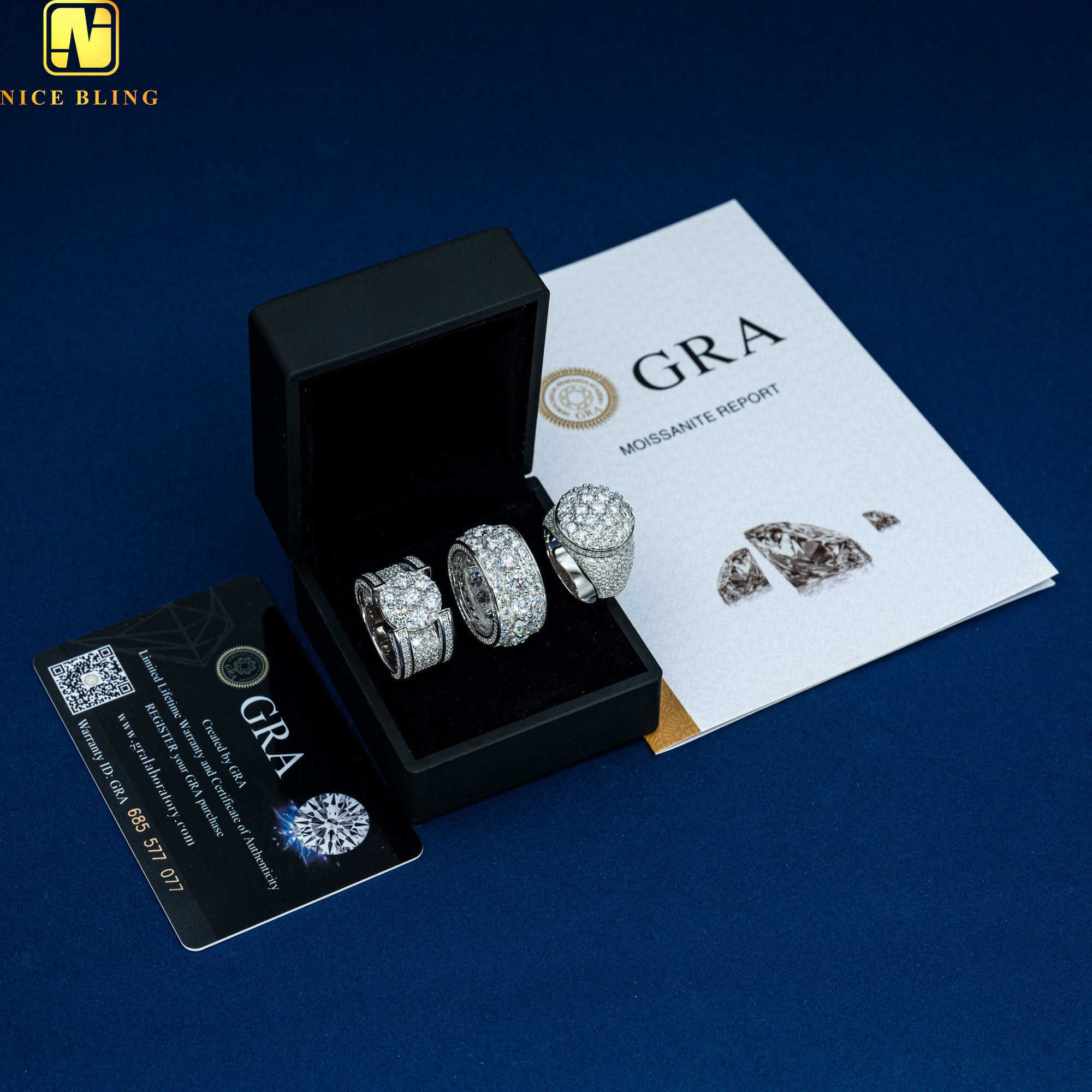 Band Rings Ready To Ship Men S Sterg Sier Real Gold Plated Clawing Set Vvs Moissanite Dia Iced Out Hip Hop Ring