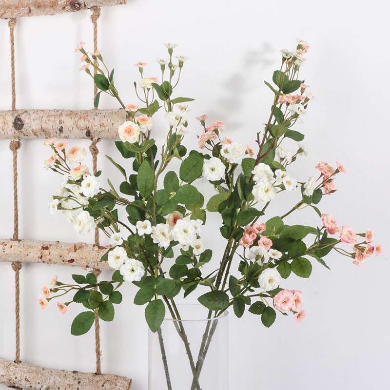 Dried Flowers small rose Long branch simulation flower silk decorative ornaments wedding Living Flower Home wholesale 230715