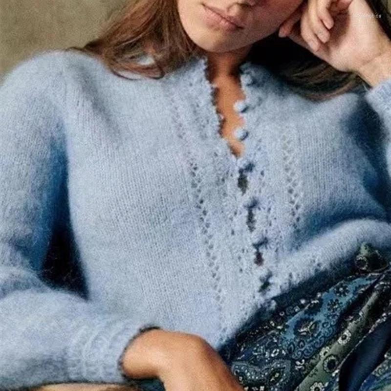 Women' Knits Wool And Mohair Blend Women Sweater Single Breasted O-neck Temperament Female Lace Hollow Out Knit Cardigan, Blue
Women' Knits Wool And Mohair Blend Women Sweater Single Breasted O-neck Temperament Female Lace Hollow Out Knit Cardigan, Blue