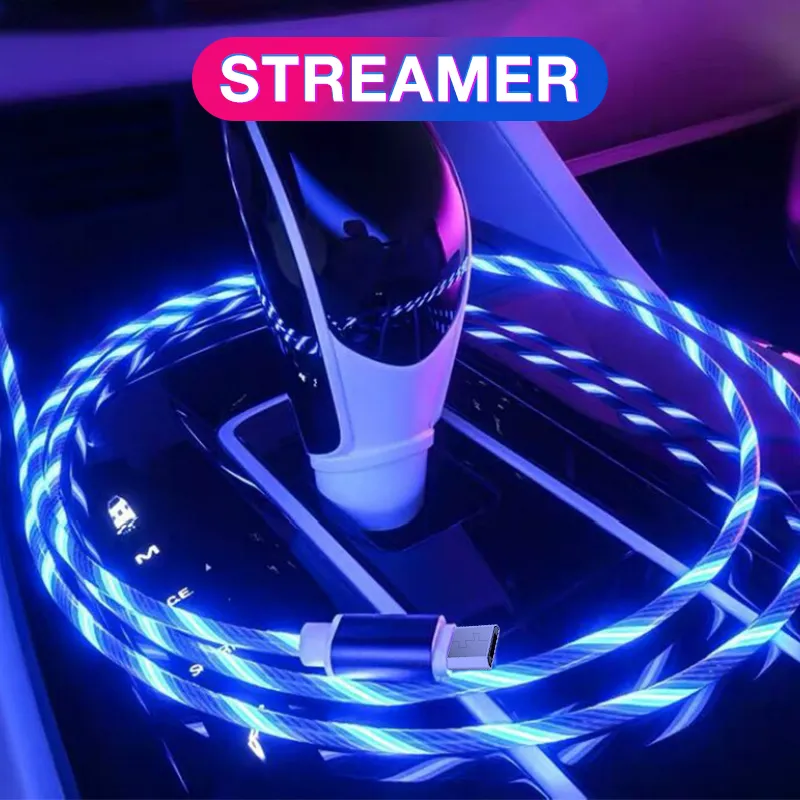 2A Phone Cables Fast Charger LED Flowing Light Cable Charging Line Streamer Quick Charge Wire for Samsung Huawei Xiaomi phones