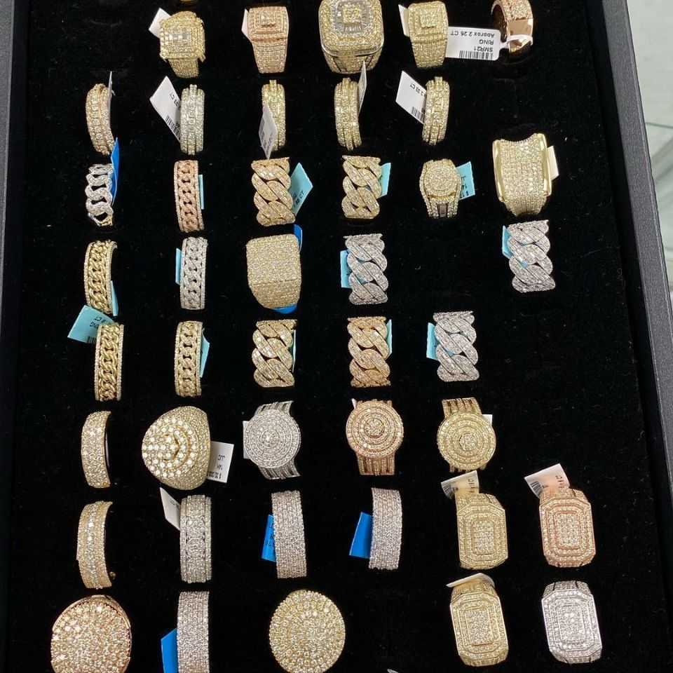Moissanite Dia Iced Out Men Championship Ring Band Rings Hip Hop Jewelry Bulk Wholesale Fine Gold Sier Custom Rapper Gift