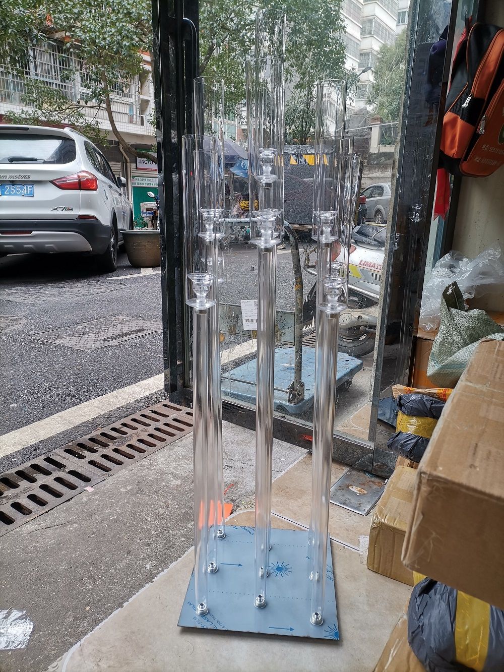 Acrylic Candelabra 9 Heads Candle Holders Wedding Candlesticks Flower Stand Holder Candelabrum For Center Table Decoration D25 XJ260305