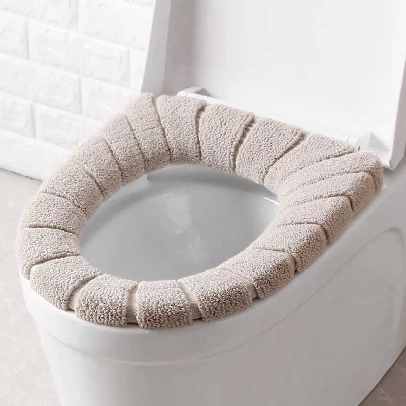 New New Acrylic Universal Toilet Seat Cover Winter Thicken Washable Mat Toilet Lid Cover Closestool Mat Seat Case Bathroom Accessories