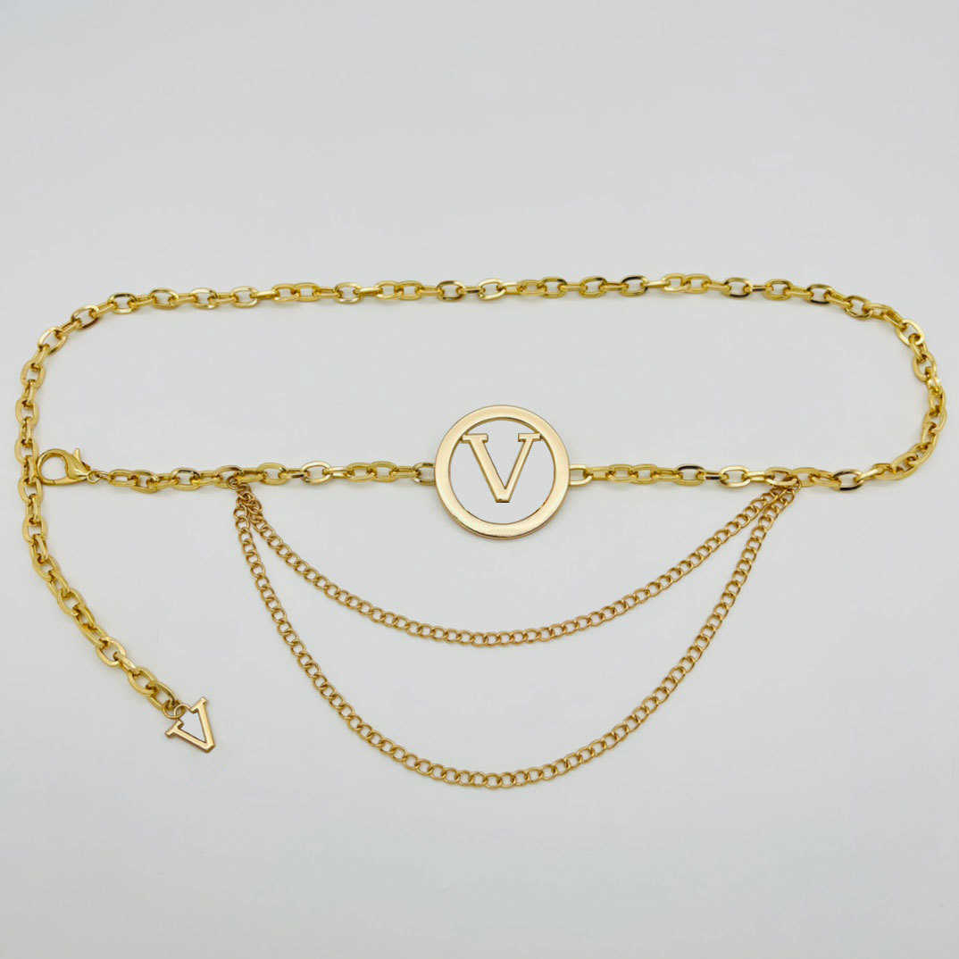 TopSelling women Classic metal chain two-color girl fashion trend waist chain personalized light luxury dress Designer belt Decorative waistband