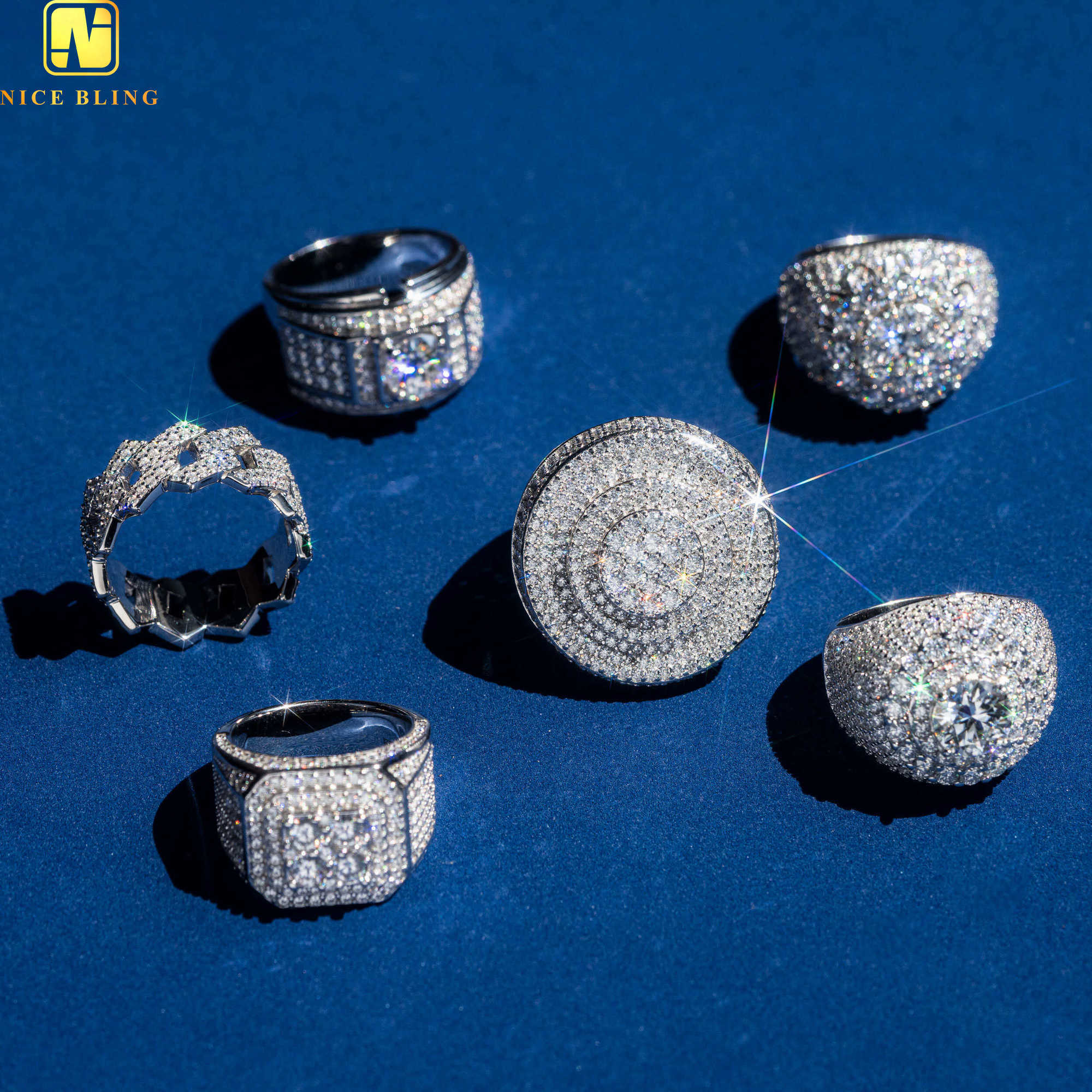 Band Rings Ready To Ship Men S Sterg Sier Real Gold Plated Clawing Set Vvs Moissanite Dia Iced Out Hip Hop Ring