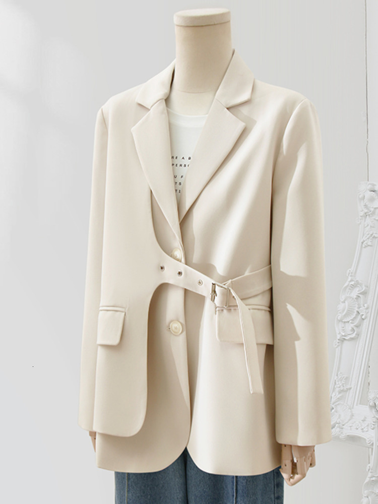 Women s Suits Blazers LANMREM Spliced Blazer Coat For Women Single Breasted Long Sleeves Korean Coats Female Clothing 2023 Autumn 32D163 230715