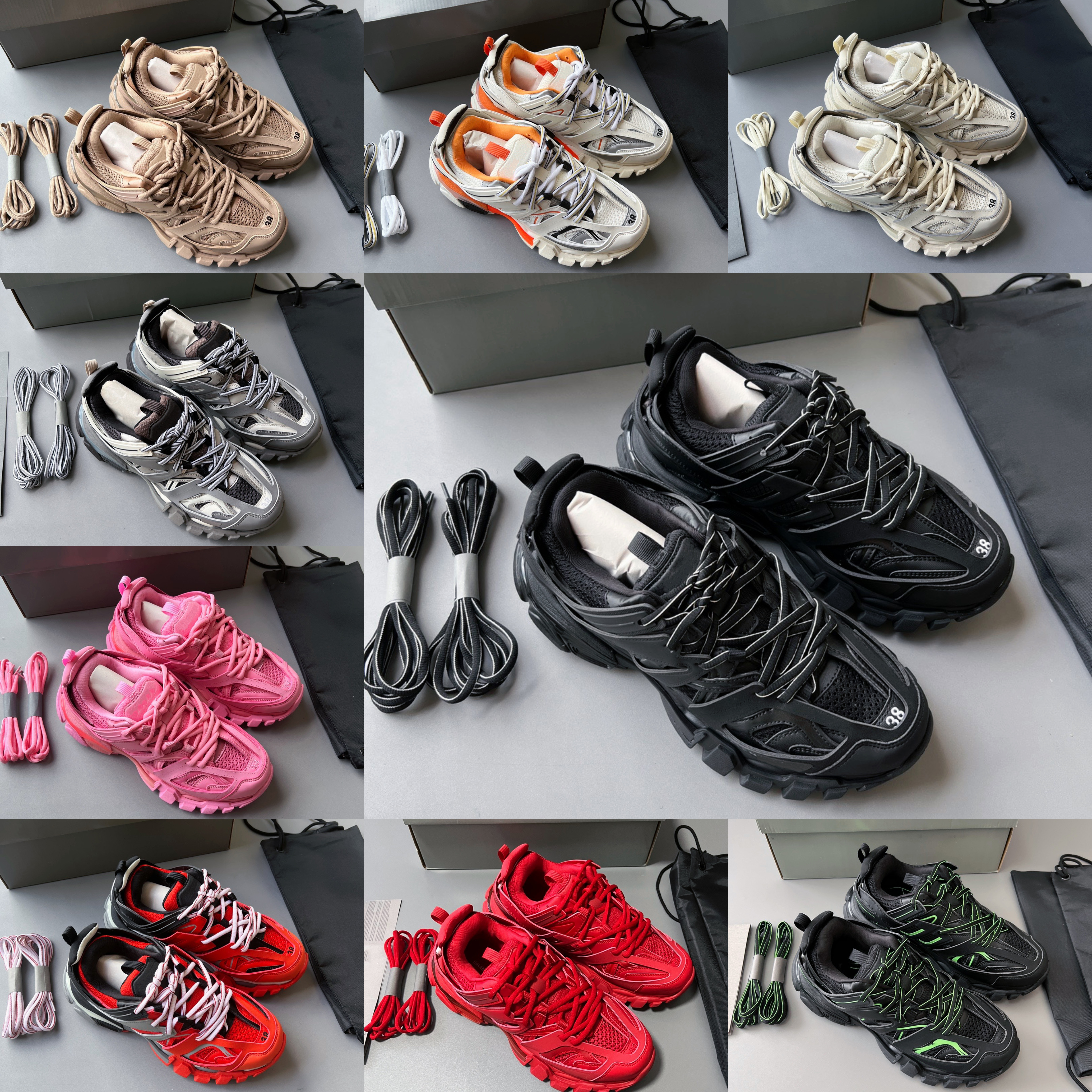 Top Paris Track 3 Shoes Cushioned Running Shoes Men's White Black Designer Shoes Men's and Women's Fade Black Women's Platform Sneakers