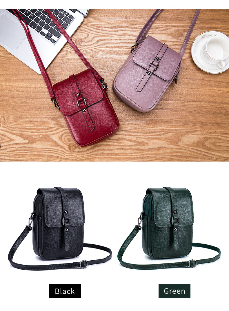 Bag for Women Cell Phone Purse Smartphone Wallet Shoulder Strap Handbag Genuine Leather Casual Solid Crossbody Bags