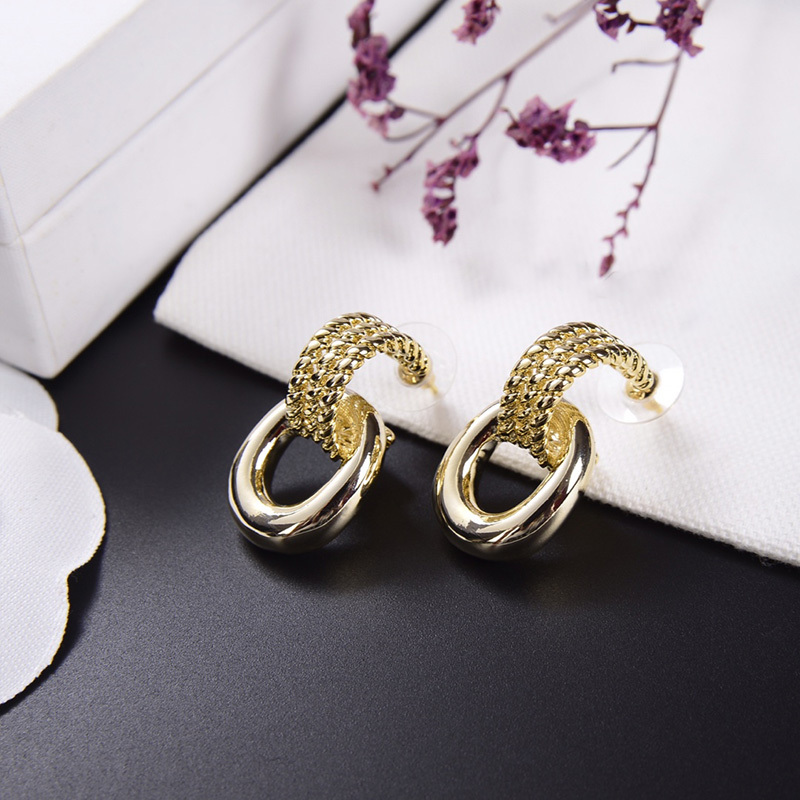 Simple Metal Earrings Chic Charm Gold Earrings Simple Trendy Fancy Eardrops Jewelry Party Jewelry Headdress With Box Package