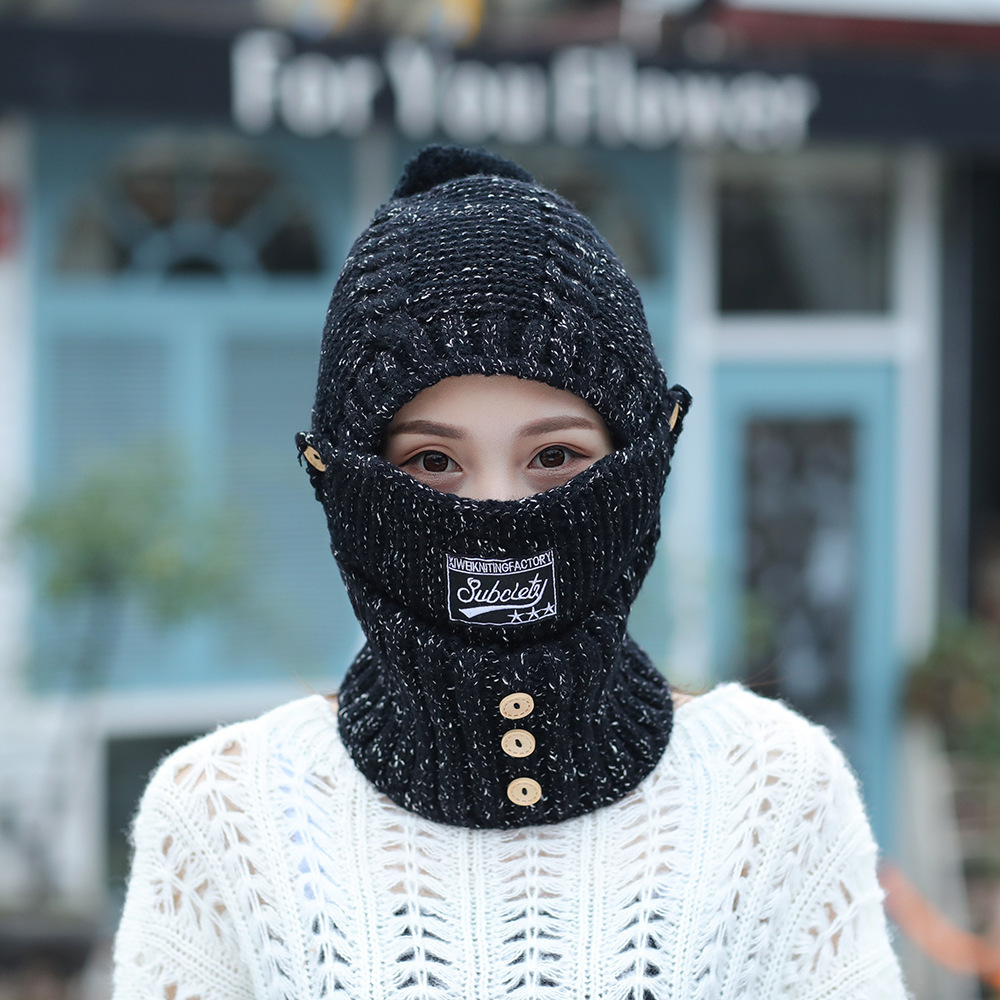 Fashion Face Masks Neck Gaiter Winter knitted Beanies Hats Women Thick Warm Beanie Skullies Hat Female balaclava Bonnet Beanie Caps Outdoor Riding Set