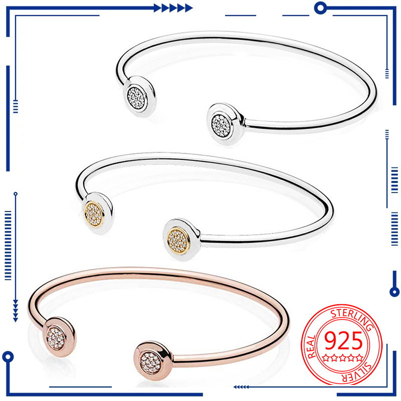 925 Sterling Silver Open Bracelets Suitable for Primitive Rose Gold Signature Bracelet Women's Jewelry Fashion Accessories Gift Free Delivery