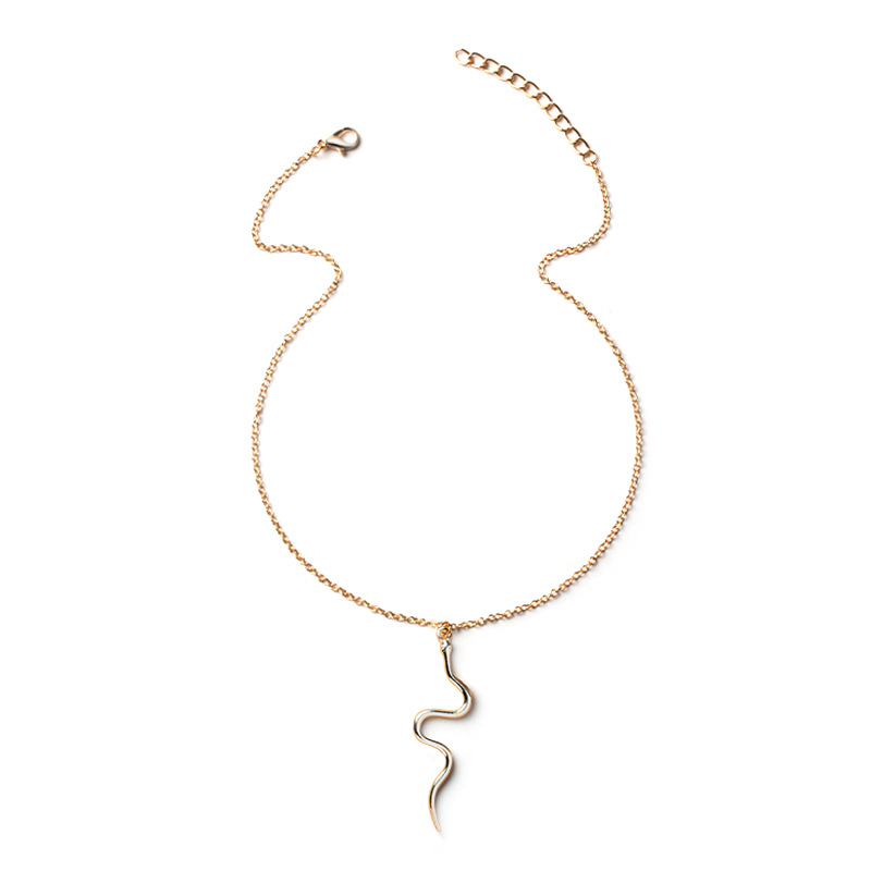 Delicate 18K Gold Silver Snake Pendent Necklace for Women Simple Snake Collar Chain Necklaces Punk Hip Hop Fashion Jewelry Gift