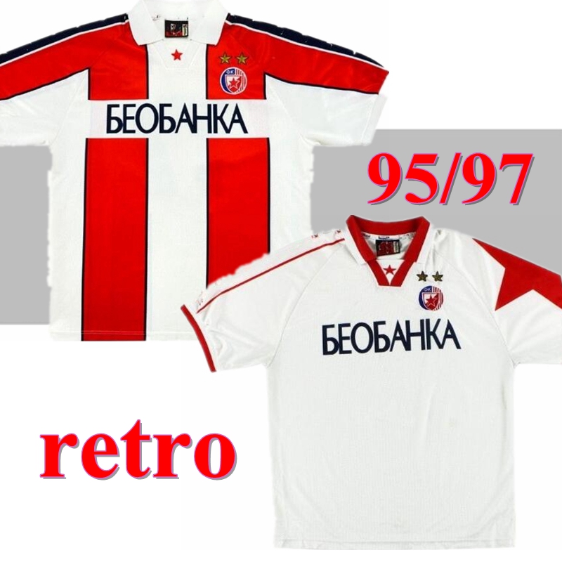 1999 2000 2001 Red Star Belgrade retro soccer jerseys 1995 1996 1997 Pjanovic Drulic Stankovic Petkovic vintage classic football shirts