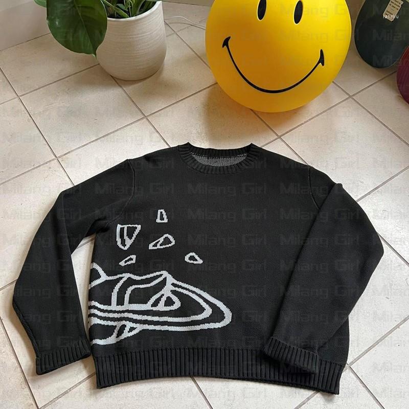 Men's Sweaters Cartoon Planet Graphic Hip Hop Streetwear Knitted Y2K Sweater Winter Pullover Harajuku Couple Oversized Clothing