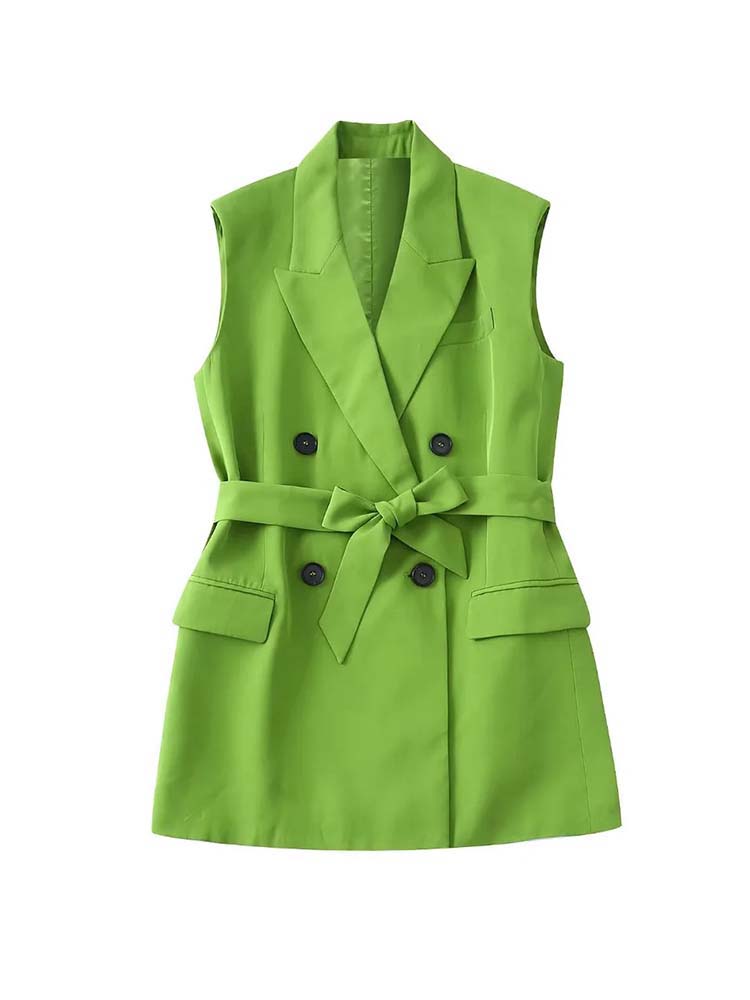Set Woman 2 Pieces Summer Traf New Fashion With Belt Vest Coat High Waist Pants Female Two Piece Sets Womens Outifits