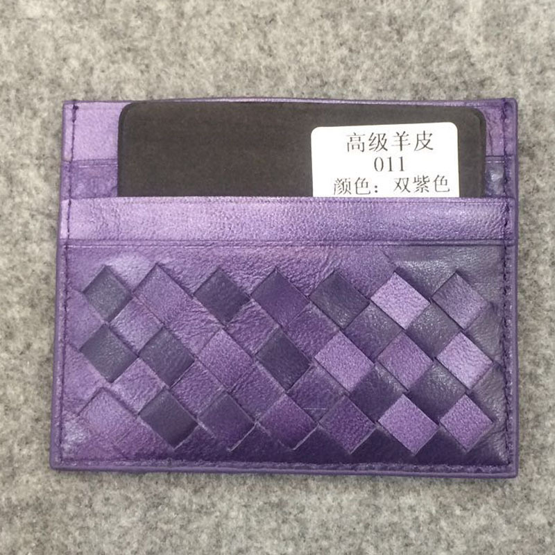 Men and Women's Ultrathin Small Card Holders Leather Woven Card Bag Wallets