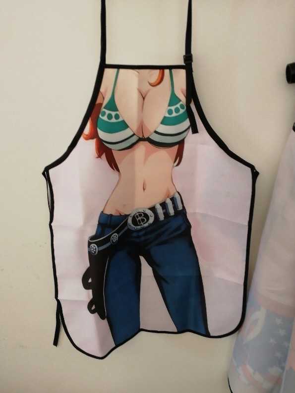 New Funny Apron Cartoon One Piece Aprons Anime Kitchen Apron Dinner Party Cooking Apron Adult Baking Accessories Barber Apron L230620