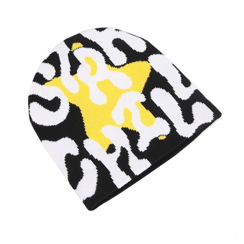 Beanie/Skull Caps street punk Gothic Hats For Unisex Woman Man Winter Knitted Beanie Caps Warmer Sport Ski Bonnet Hip Hop star letter graphic y2k 2307