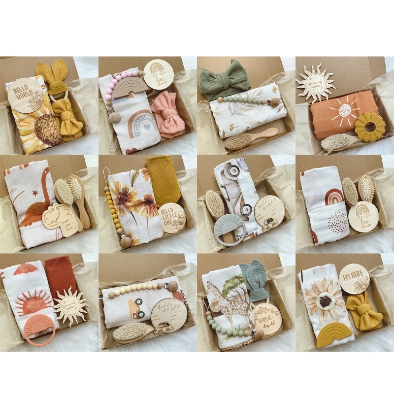 Gift Sets born Baby Welcome Gift Set Boy Girl Unisex Gift Box Blanket Comb Toys Kit for born Girls Boys Pography Props Birth Gift 230717