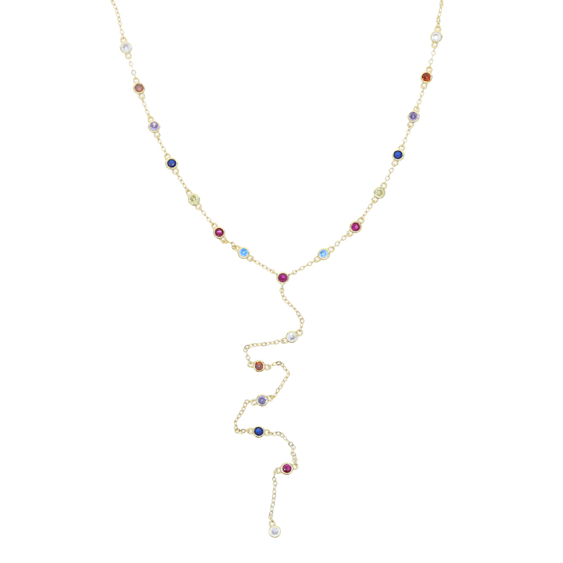 rainbow color mini round zircon wedding Necklace long chain women lady girl new fashion Iced Out Zirconia hip hop best gift Jewelry