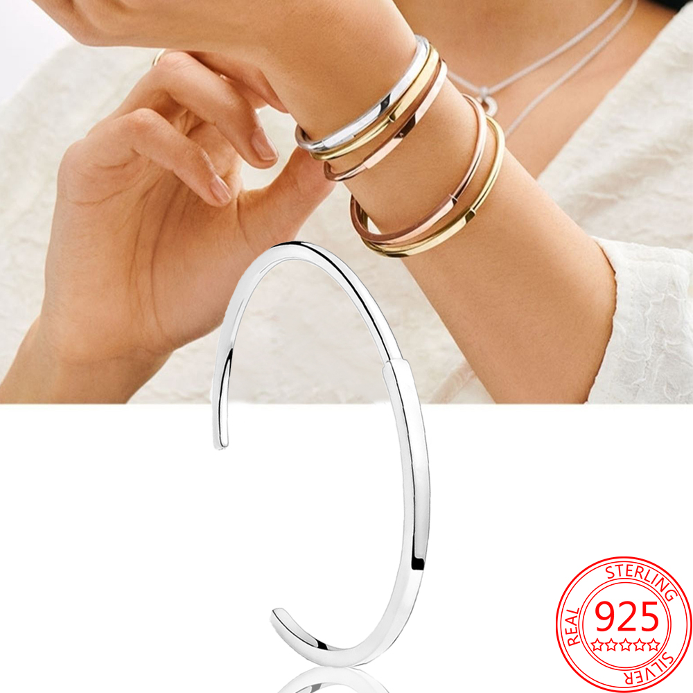 925 Sterling Silver Open Bracelets Suitable for Primitive Rose Gold Signature Bracelet Women's Jewelry Fashion Accessories Gift Free Delivery