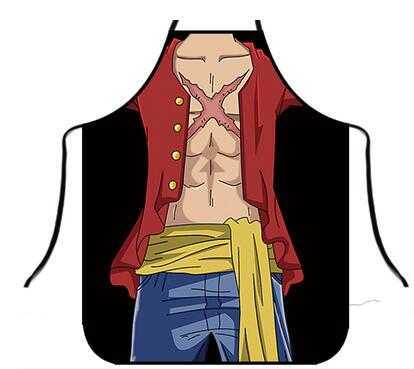 New Funny Apron Cartoon One Piece Aprons Anime Kitchen Apron Dinner Party Cooking Apron Adult Baking Accessories Barber Apron L230620