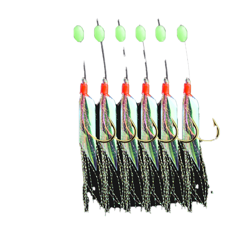 5 Pcs New Sabiki Soft fishing hooks Rigs Bait Jigs Soft Lure Worn Fake String Crystal Barbed Hook