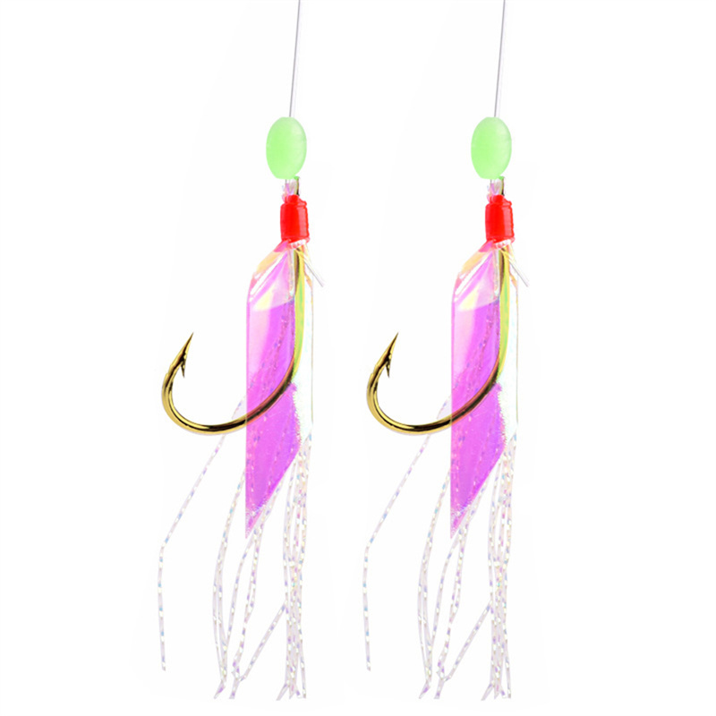 5 Pcs New Sabiki Soft fishing hooks Rigs Bait Jigs Soft Lure Worn Fake String Crystal Barbed Hook