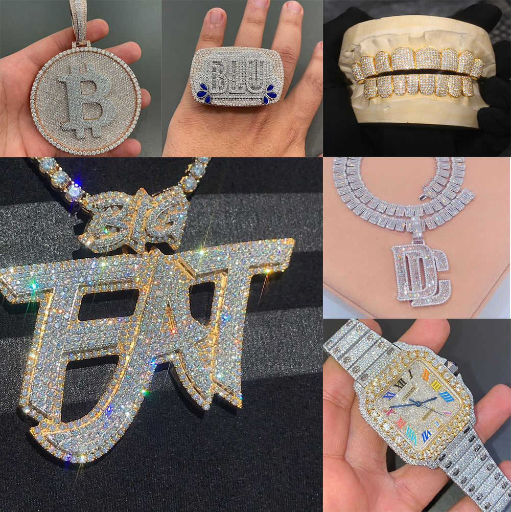 Dropshipping Hip Hop Jewelry Personalized Custom Name Pendant Iced Out Vvs Moissanite Diamond Letter Pendant