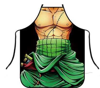 New Funny Apron Cartoon One Piece Aprons Anime Kitchen Apron Dinner Party Cooking Apron Adult Baking Accessories Barber Apron L230620