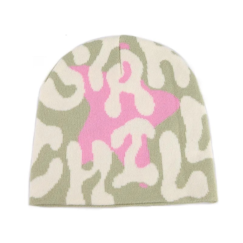 Beanie/Skull Caps street punk Gothic Hats For Unisex Woman Man Winter Knitted Beanie Caps Warmer Sport Ski Bonnet Hip Hop star letter graphic y2k 2307