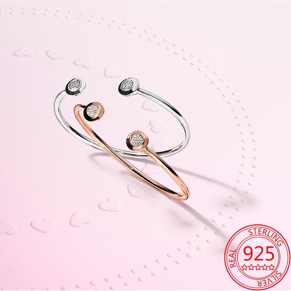 925 Sterling Silver Open Bracelets Suitable for Primitive Rose Gold Signature Bracelet Women's Jewelry Fashion Accessories Gift Free Delivery