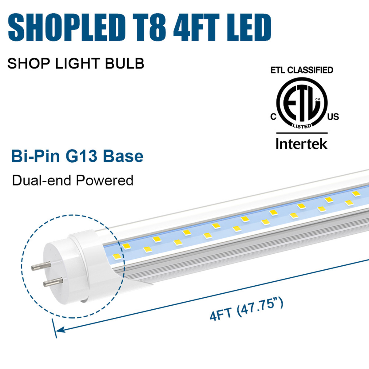Stock in US 4ft led tube 28W Dural Row Warm Cool White 1200mm 1.2M SMD2835 192pcs Super Bright Led Fluorescent Bulbs AC85-265V UL