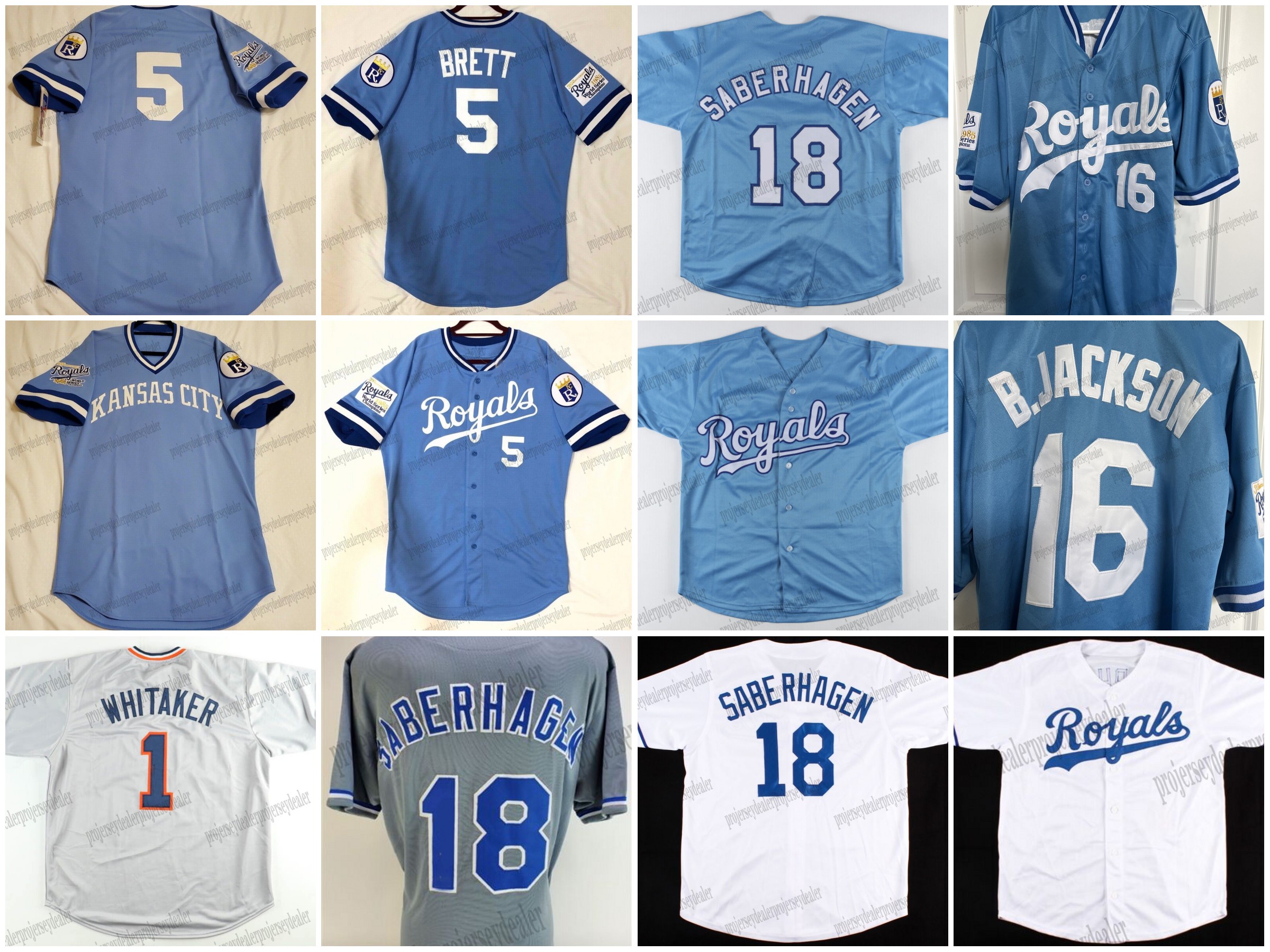 1985 World series Royals Jersey GEORGE BRETT Bo Jackson Bret Saberhagen Baseball Jerseys