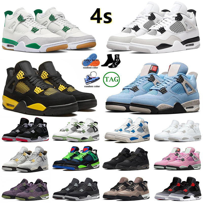 

Designer 4s Sneakers Basketball Shoes 4 Jumpman Pine Green Military Black Cat Off Sail University Blue Fire Red Thunder White Oreos Bred Jordens Mens Women Trainers, B52 40-47