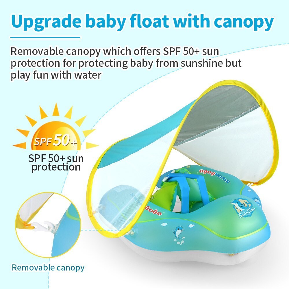 Sand Play Water Fun Baby Swimming Float With Canopy Inflatable Infant Floating Ring Kids Swim Pool Accessories Circle Bathing Summer Toys 230617
