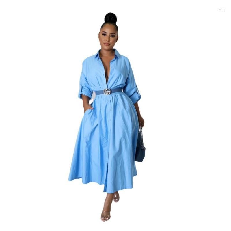 Casual Dresses Pink Shirt Dress Long Sleeve Button Up Front Chiffon Shirtdress Women Turn-down Collar Oversized Loose Blouse