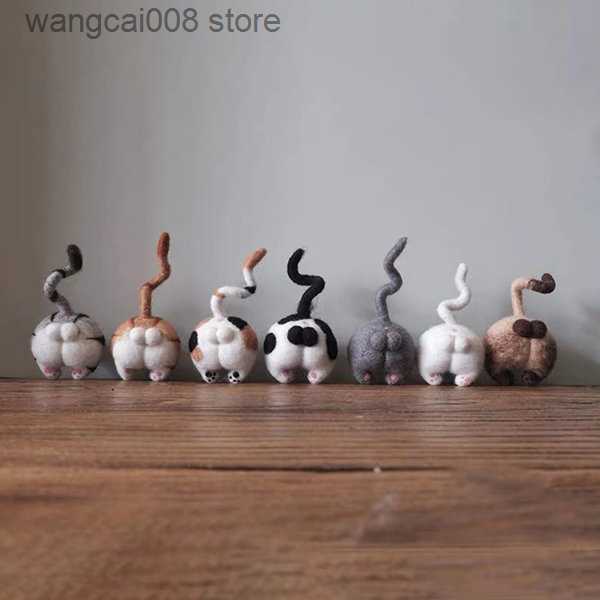 Interior Decorations Creative Car Decoration of Cat butt Cat Animal Wool Felting Handmade Toy Doll Felt Poked DIY Arts Crafts Needlework T230717